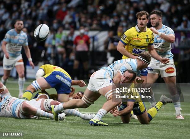 Morgan Parra of Clermont during the Top 14 rugby match between Racing 92 and ASM Clermont Auvergne at the Paris La Defense Arena on January 8, 2022...