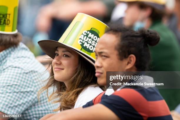 Fans during day one of the Fifth Test in the Ashes series between Australia and England at Blundstone Arena on January 14, 2022 in Hobart, Australia.