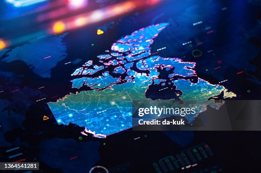 Map of Canada on digital display Map of Canada on digital display