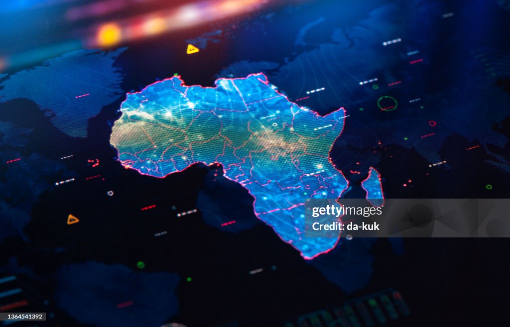 Karte von Afrika auf digitaler Anzeige