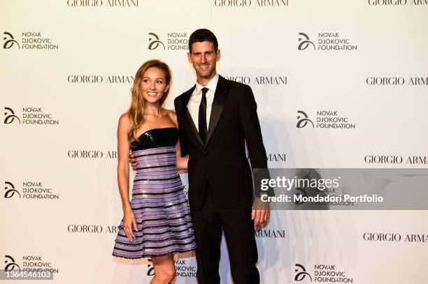 Jelena and Novak Djokovic attend the Milan Gala Dinner benefitting the Novak Djokovic Foundation presented by Giorgio Armani at Castello Sforzesco....