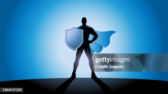 Vector Superhero brandissant shield Silhouette Stock Illustration Vector Superhero brandissant shield Silhouette Stock Illustration