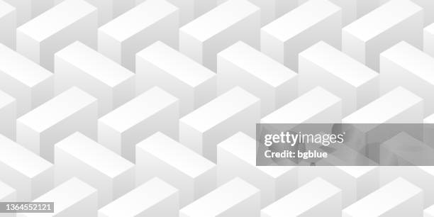abstract white background - geometric texture - 3d rectangle stock illustrations