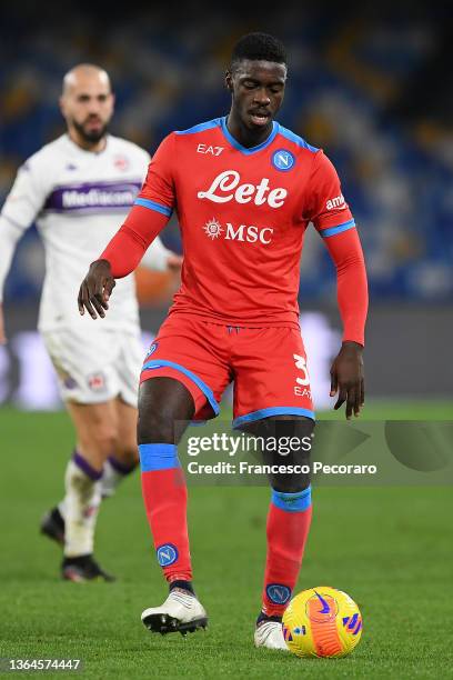 Axel Tuanzebe of SSC Napoli during the Coppa Italia match between SSC Napoli and ACF Fiorentina at Stadio Diego Armando Maradona on January 13, 2022...