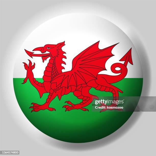 flag of wales button - welsh flag 幅插畫檔、美工圖案、卡通及圖標