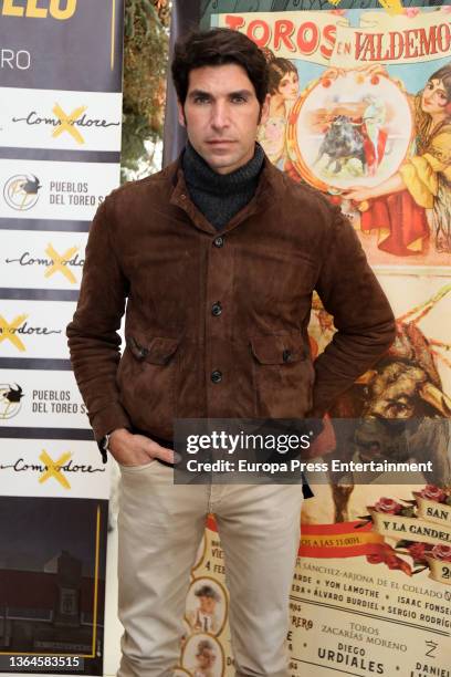 Bullfighter Cayetano Rivera poses upon his arrival at the presentation of the Feria Taurina Valdemorillo, on January 14 in Madrid, Spain. Pueblos del...