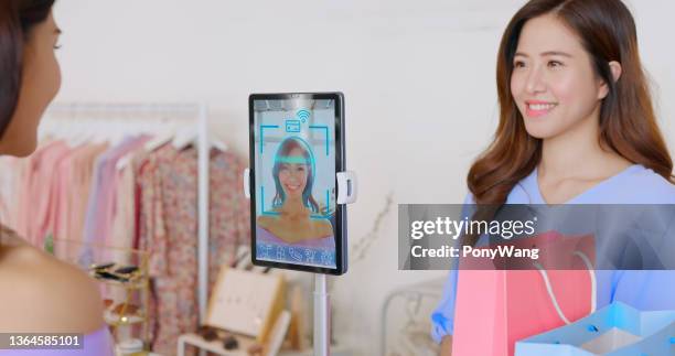 facial payment in store - facial recognition technology stock pictures, royalty-free photos & images