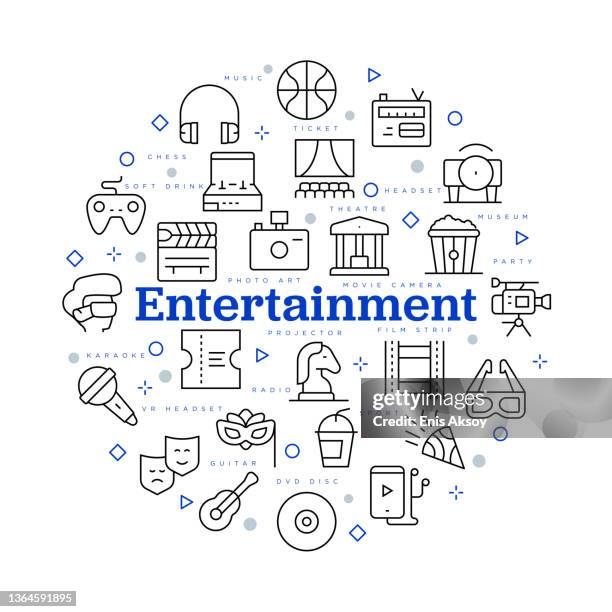 stockillustraties, clipart, cartoons en iconen met entertainment concept. vector design with icons and keywords. - chess game