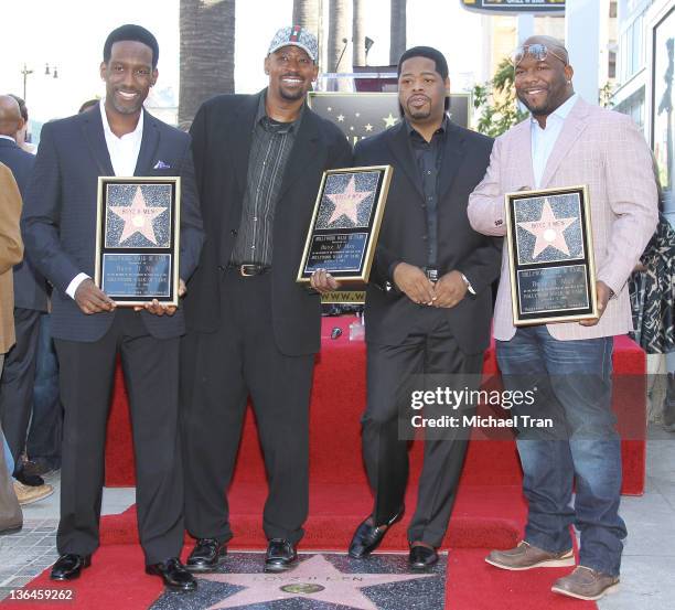 Nathan Morris, Shawn Stockman, Wanya Morris and Michael McCary of Boyz II Men attend the ceremony honoring them with a Star on The Hollywood Walk of...