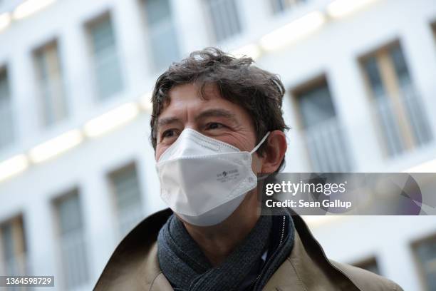 Charite Hospital Institute for Virology Director Christian Drosten departs after speaking to the media to provide an update concerning the current...