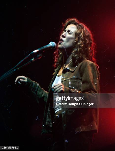 American Country and Pop musician Sheryl Crow performs onstage at Michigan State University, East Lansing, Michigan, August 22, 1997.