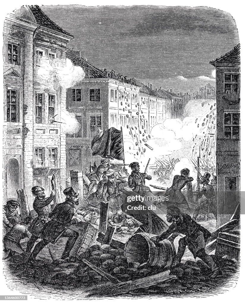 Barricata davanti al Municipio Reale dal 18 al 19 marzo 1848