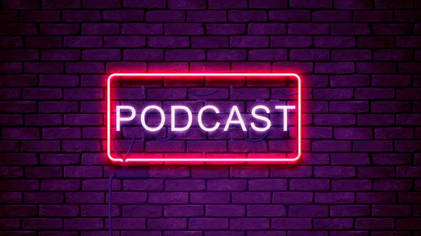 podcast sign in neon lights