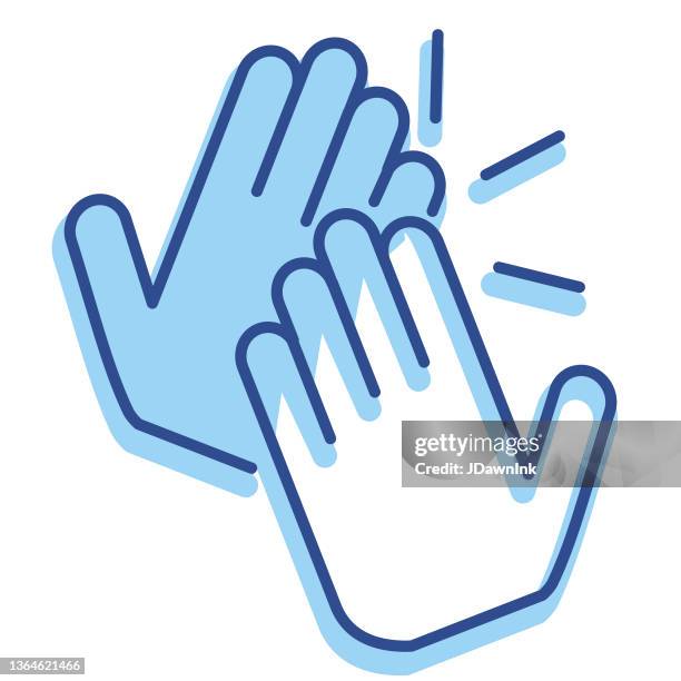 stockillustraties, clipart, cartoons en iconen met human resources team work high five business people thin line icon - editable stroke - high five