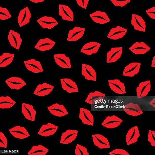 sexy red lips seamless pattern - red lipstick stock illustrations