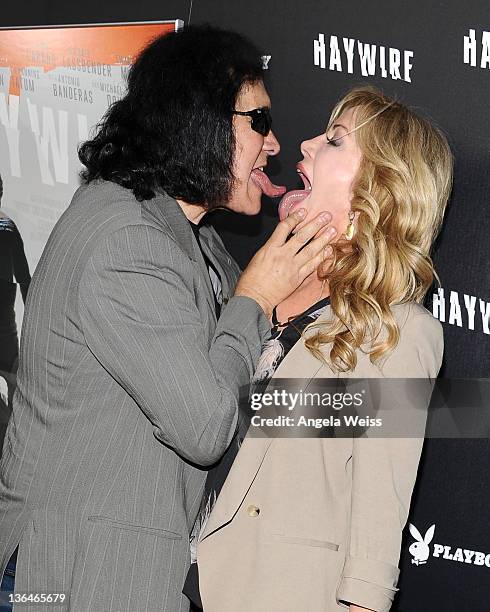 Gene Simmons and Shannon Tweed arrive at Relativity Media's premiere of 'Haywire' co-hosted by Playboy held at DGA Theater on January 5, 2012 in Los...