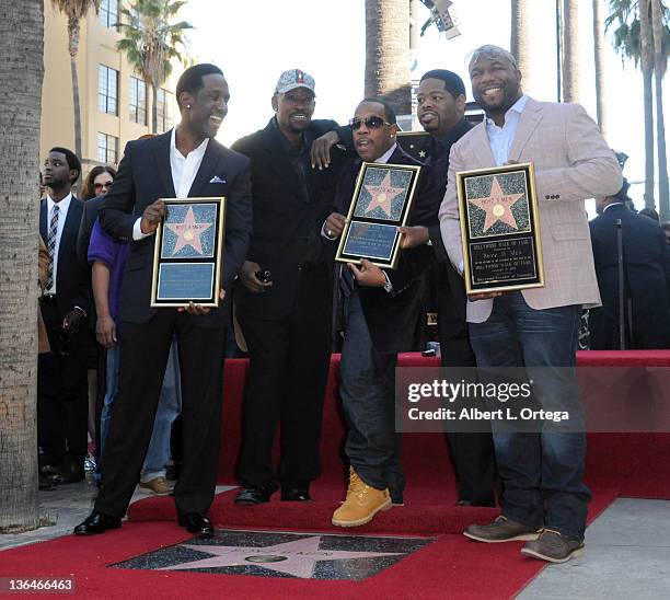 Musicians Nathan Morris, Michael McCary, Michael Bivins, Shawn Stockman and Wanya Morris of Boyz II Men Honored On The Hollywood Walk Of Fame held at...