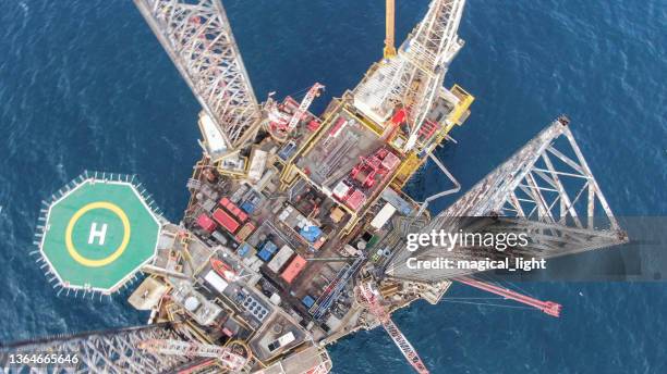 Area Around Rig Oil Rig On Offshore Area Stock Photo Aerial View Offshore Jack Up Rig ...