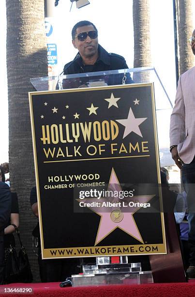 Producer Kenneth "Babyface" Edmonds at the Boyz II Men Hollywood Walk Of Fame ceremony held at 7060 Hollywood Blvd on January 5, 2012 in Hollywood,...