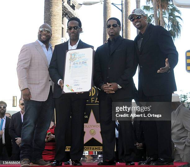 Wanya Morris, Shawn Stockman, Nathan Morris and Michael McCary of Boyz II Men Honored On The Hollywood Walk Of Fame held at 7060 Hollywood Blvd on...