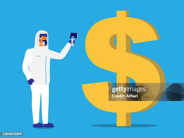 checking temperature of dollar - digital thermometer stock illustrations