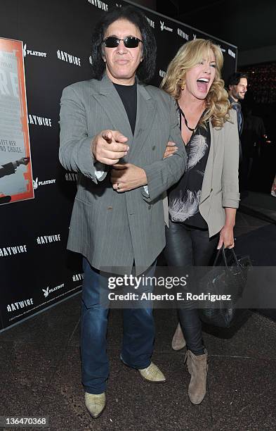 Musician Gene Simmons and actress Shannon Tweed arrive to the premiere of Relativity Media's "Haywire" at DGA Theater on January 5, 2012 in Los...