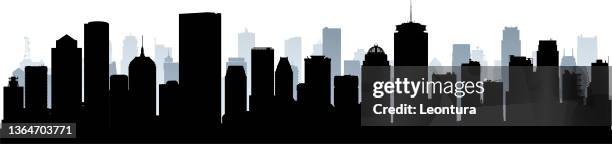 boston skyline (all buildings are moveable and complete) - massachusetts outline stock illustrations