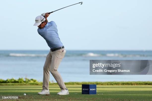 Kevin Kisner of the United States plays his shot from the 17th tee during the second round of the Sony Open in Hawaii at Waialae Country Club on...