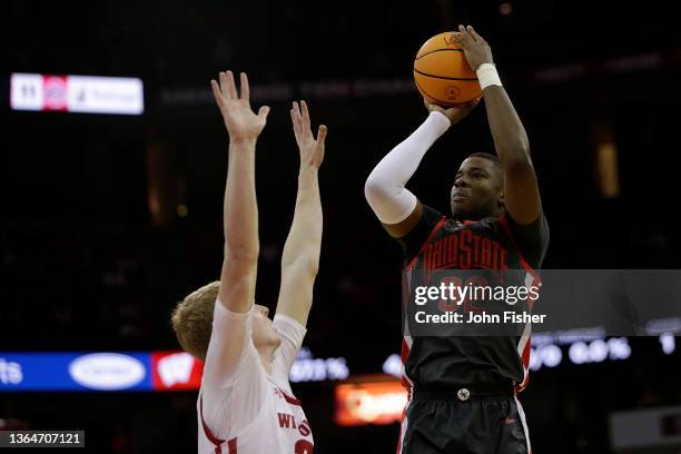 Liddell of the Ohio State Buckeyes shoots a jump shot during the first half of the game against the Wisconsin Badgers at Kohl Center on January 13,...