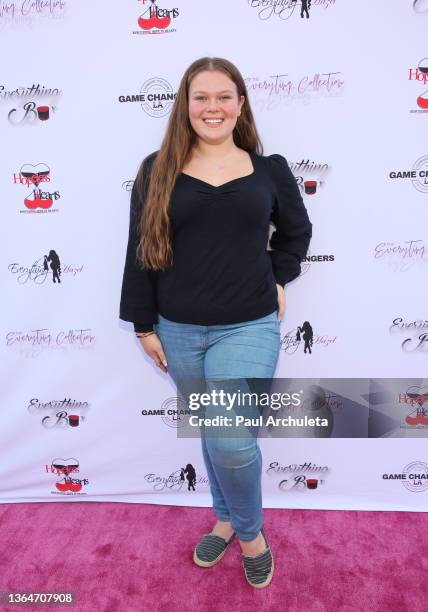 Actress Taylor Fangmann attends The Everything Hazel collection's pink carpet event on January 14, 2022 in Los Angeles, California.