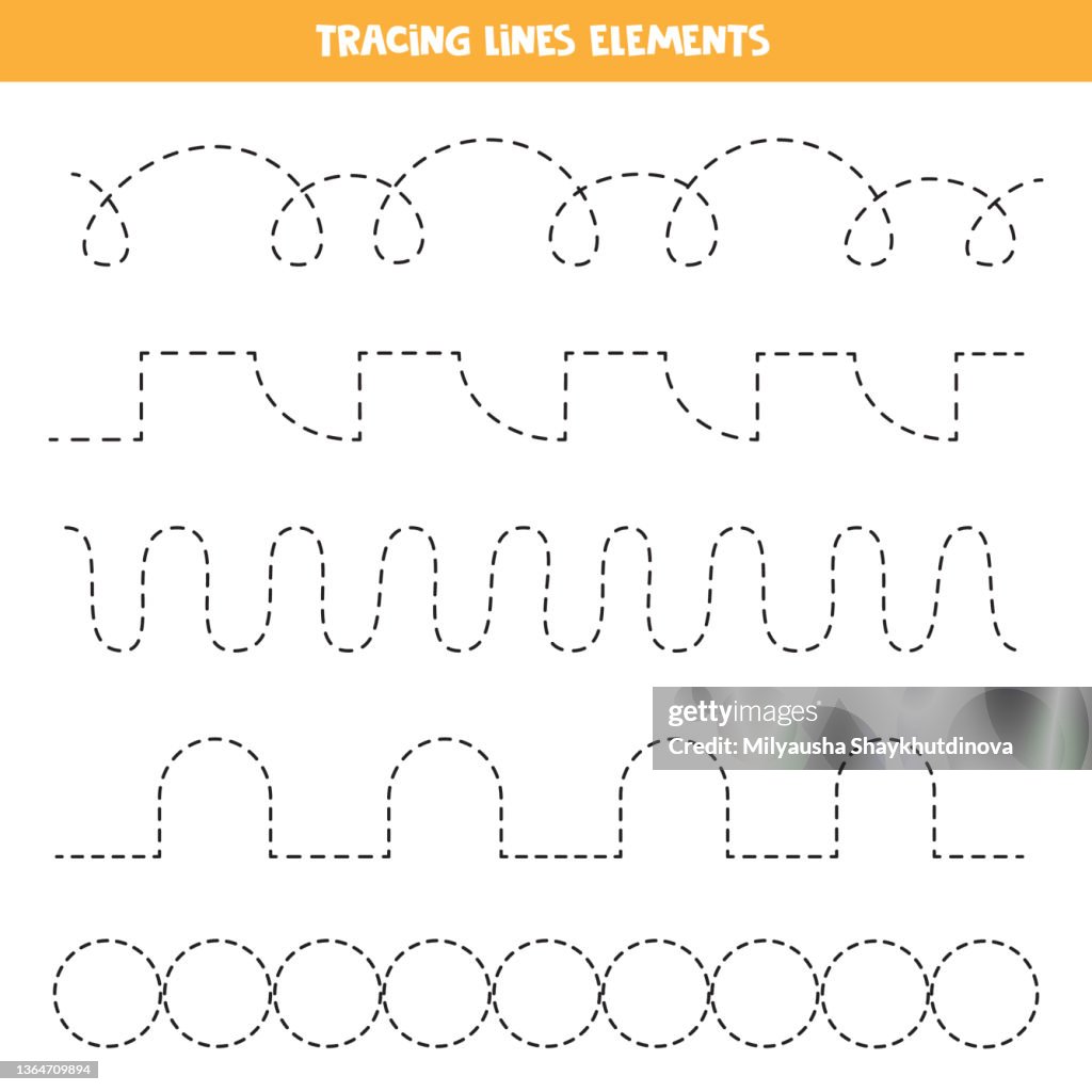 Tracing Lines Elements For Makings Educational Games High-Res Vector ...