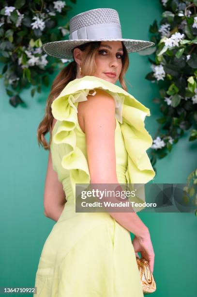 Laura Dundovic attends the Magic Millions race day at the Gold Coast Turf Club on January 15, 2022 in Gold Coast, Australia.