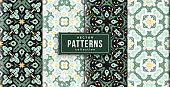 pattern batik style three colors set of four. seamless background ready to print