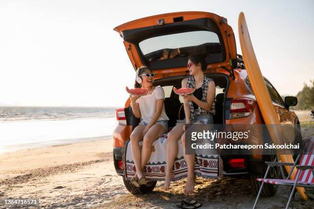 beach camping - friends picnic stock pictures, royalty-free photos & images