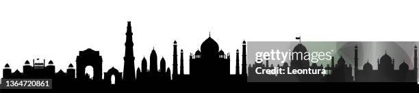 stockillustraties, clipart, cartoons en iconen met delhi and the taj mahal (all buildings are complete and moveable) - jama masjid delhi