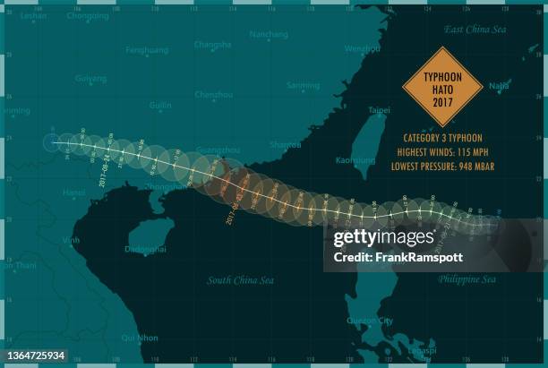 typhoon hato 2017 track south china sea infographic - philippines typhoon stock illustrations