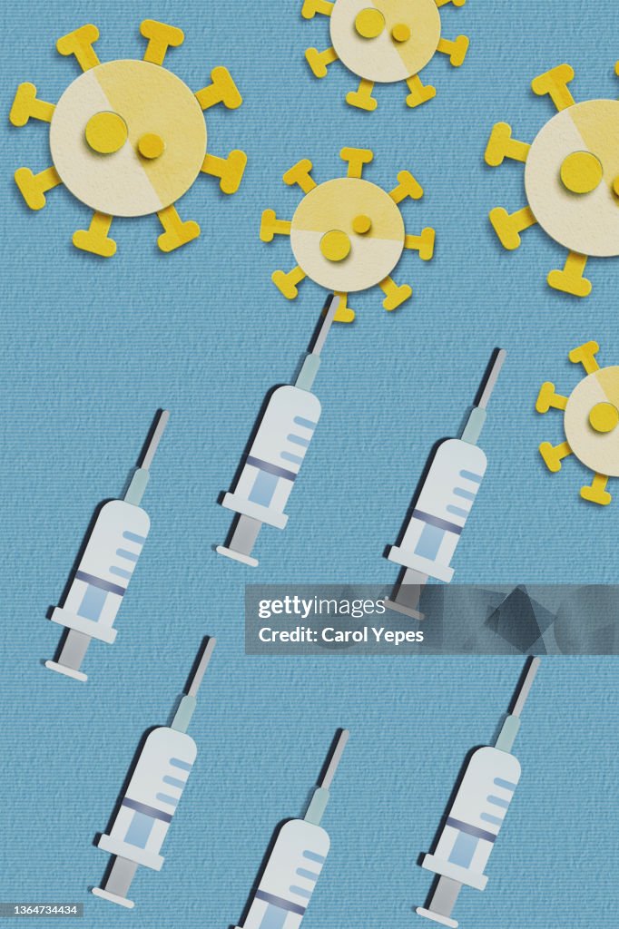 Coronavirus vaccine in blue paperwork
