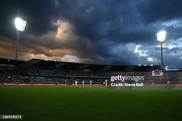 General view during day two of the Fifth Test in the Ashes series between Australia and England at Blundstone Arena on January 15, 2022 in Hobart,...