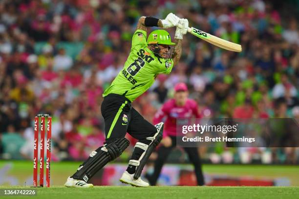 Alex Hales of the Thunder bats during the Men's Big Bash League match between the Sydney Sixers and the Sydney Thunder at Sydney Cricket Ground, on...