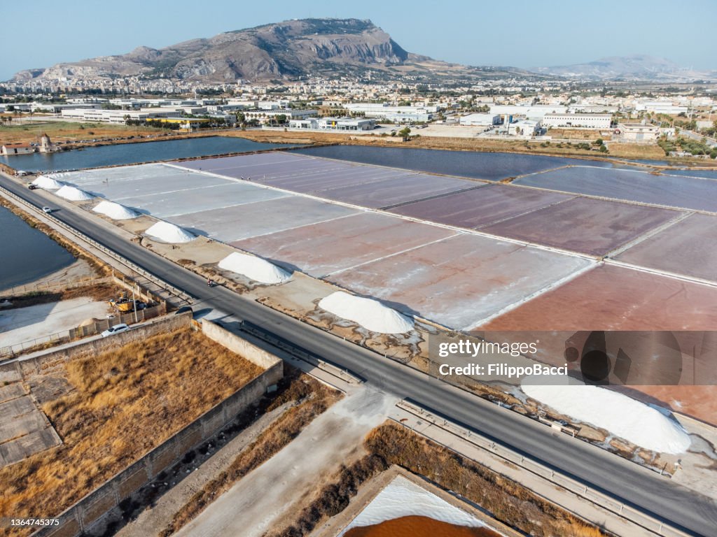 Salt mounds in Trapani, Sicily