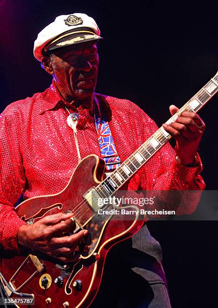 Chuck Berry performs at the Congress Theater on January 1, 2011 in Chicago, Illinois.