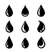 black falling drops energy set fuel icons