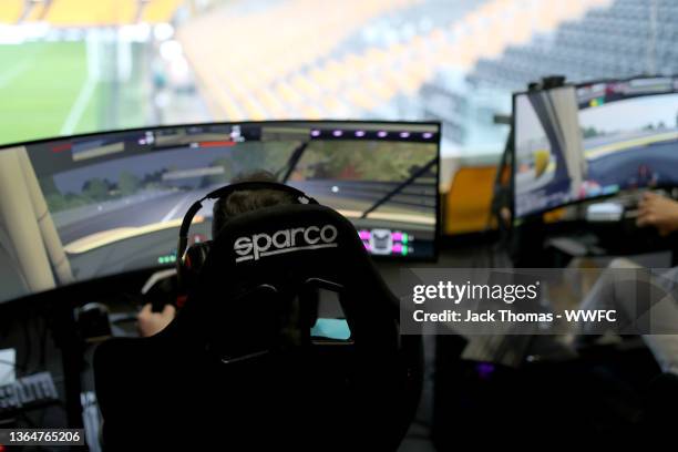 Wolves GR Esports team compete in the Le Mans 24 Virtual race at Molineux Stadium prior to the Premier League match between Wolverhampton Wanderers...