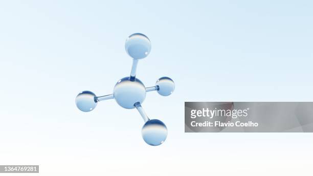 transparent methane molecule floating in the air - 3d rendered glass stockfoto's en -beelden