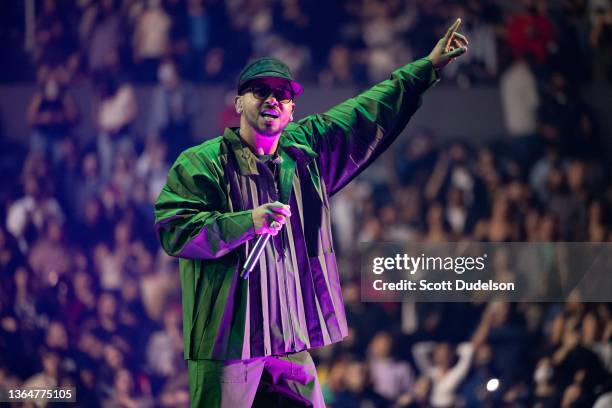 Singer Ozuna performs onstage during Mega 96.3's Calibash 2022 at Crypto.com Arena on January 14, 2022 in Los Angeles, California.