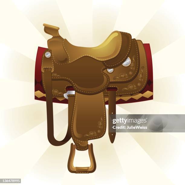 western saddle - saddle stock illustrations