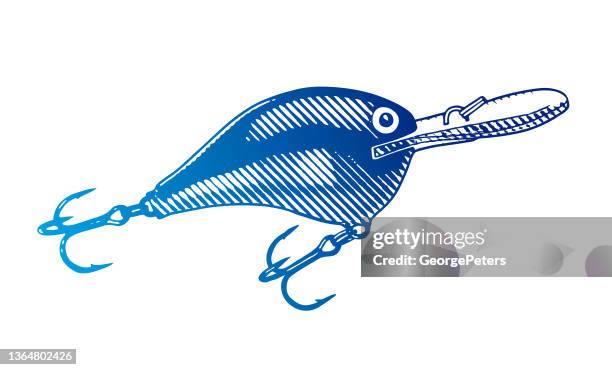 fishing plug lure - fish hook isolated stock illustrations