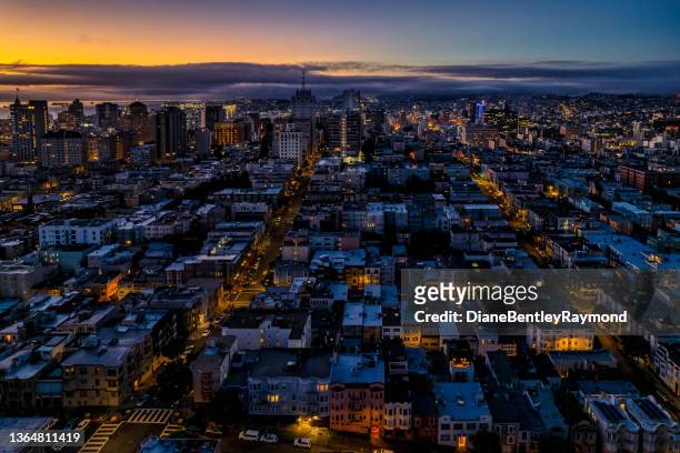 aerial view from  russian hill - nob hill stock pictures, royalty-free photos & images