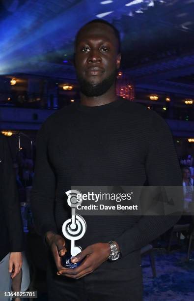 Stormzy, winner of the Flagship O2 Silver Clef Award, attends the Nordoff and Robbins O2 Silver Clef Awards at the JW Marriott Grosvenor House Hotel...