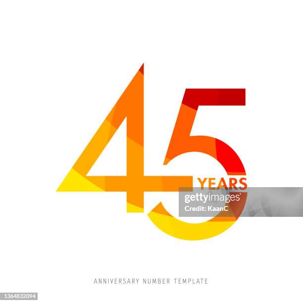 moderne bunte jahrestag logo vorlage isoliert, jahrestag icon label, jahrestag symbol stock illustration - zahl 45 stock-grafiken, -clipart, -cartoons und -symbole